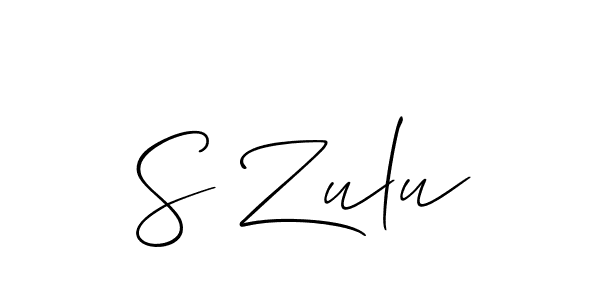 Similarly Allison_Script is the best handwritten signature design. Signature creator online .You can use it as an online autograph creator for name S Zulu. S Zulu signature style 2 images and pictures png