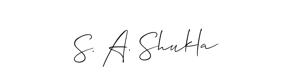 It looks lik you need a new signature style for name S. A. Shukla. Design unique handwritten (Allison_Script) signature with our free signature maker in just a few clicks. S. A. Shukla signature style 2 images and pictures png