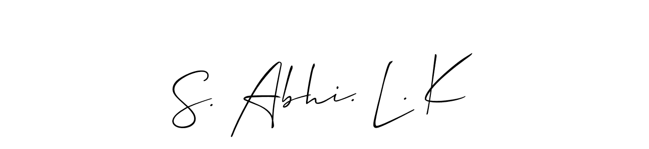 You should practise on your own different ways (Allison_Script) to write your name (S. Abhi. L. K) in signature. don't let someone else do it for you. S. Abhi. L. K signature style 2 images and pictures png