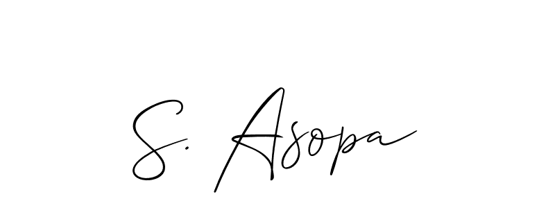 How to make S. Asopa name signature. Use Allison_Script style for creating short signs online. This is the latest handwritten sign. S. Asopa signature style 2 images and pictures png