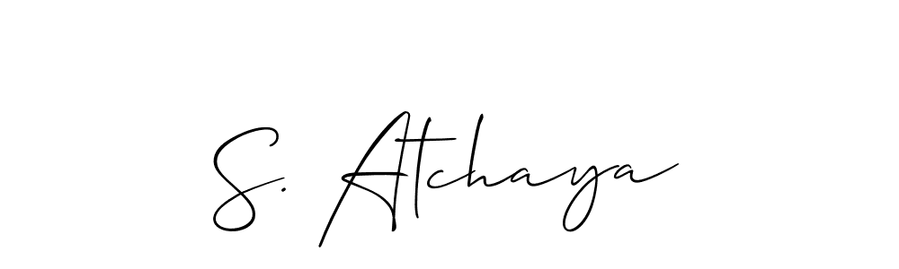 Allison_Script is a professional signature style that is perfect for those who want to add a touch of class to their signature. It is also a great choice for those who want to make their signature more unique. Get S. Atchaya name to fancy signature for free. S. Atchaya signature style 2 images and pictures png