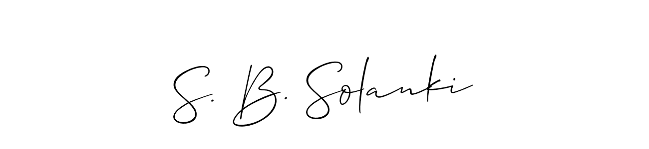 The best way (Allison_Script) to make a short signature is to pick only two or three words in your name. The name S. B. Solanki include a total of six letters. For converting this name. S. B. Solanki signature style 2 images and pictures png