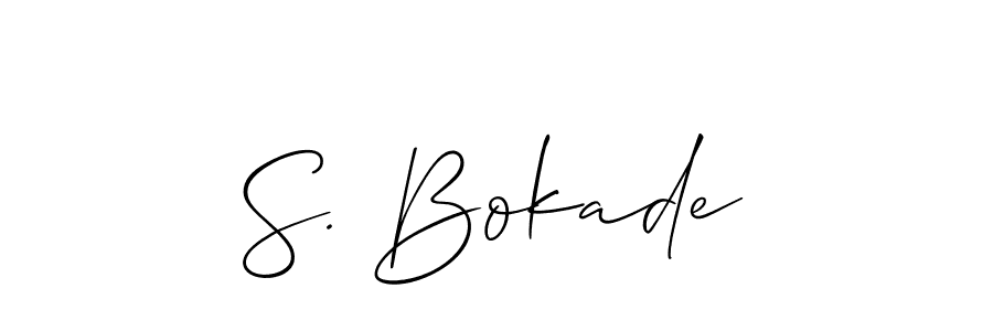 The best way (Allison_Script) to make a short signature is to pick only two or three words in your name. The name S. Bokade include a total of six letters. For converting this name. S. Bokade signature style 2 images and pictures png