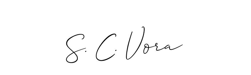 The best way (Allison_Script) to make a short signature is to pick only two or three words in your name. The name S. C. Vora include a total of six letters. For converting this name. S. C. Vora signature style 2 images and pictures png