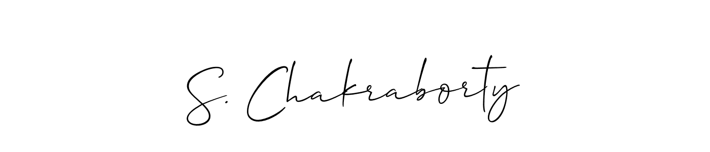 The best way (Allison_Script) to make a short signature is to pick only two or three words in your name. The name S. Chakraborty include a total of six letters. For converting this name. S. Chakraborty signature style 2 images and pictures png