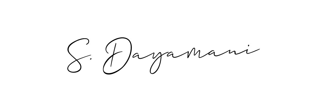 The best way (Allison_Script) to make a short signature is to pick only two or three words in your name. The name S. Dayamani include a total of six letters. For converting this name. S. Dayamani signature style 2 images and pictures png