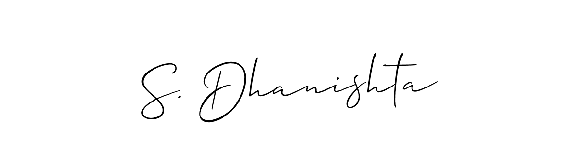 Similarly Allison_Script is the best handwritten signature design. Signature creator online .You can use it as an online autograph creator for name S. Dhanishta. S. Dhanishta signature style 2 images and pictures png