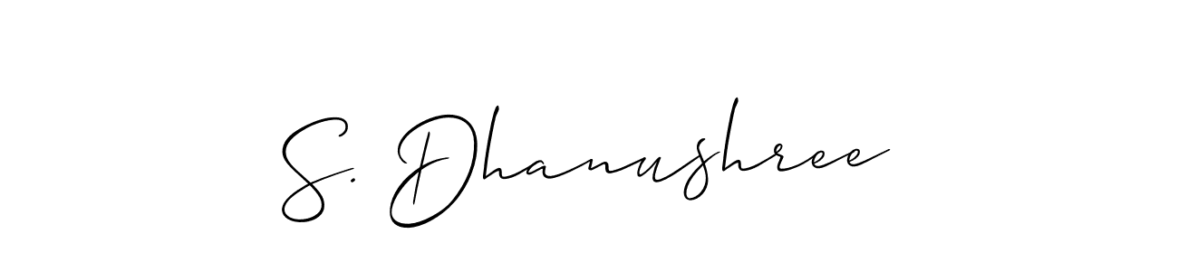 Use a signature maker to create a handwritten signature online. With this signature software, you can design (Allison_Script) your own signature for name S. Dhanushree. S. Dhanushree signature style 2 images and pictures png