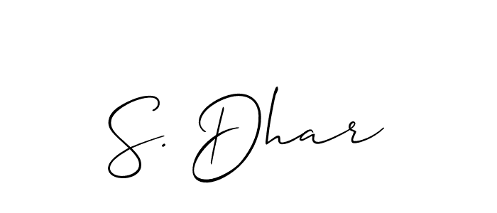 You should practise on your own different ways (Allison_Script) to write your name (S. Dhar) in signature. don't let someone else do it for you. S. Dhar signature style 2 images and pictures png