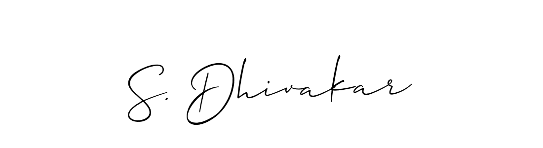 The best way (Allison_Script) to make a short signature is to pick only two or three words in your name. The name S. Dhivakar include a total of six letters. For converting this name. S. Dhivakar signature style 2 images and pictures png