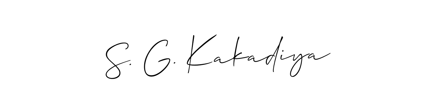 Also You can easily find your signature by using the search form. We will create S. G. Kakadiya name handwritten signature images for you free of cost using Allison_Script sign style. S. G. Kakadiya signature style 2 images and pictures png