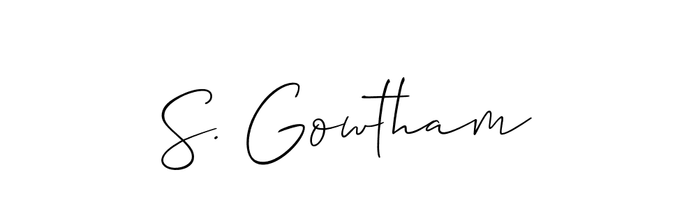 if you are searching for the best signature style for your name S. Gowtham. so please give up your signature search. here we have designed multiple signature styles  using Allison_Script. S. Gowtham signature style 2 images and pictures png