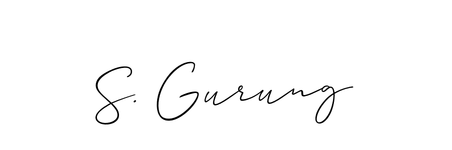 Allison_Script is a professional signature style that is perfect for those who want to add a touch of class to their signature. It is also a great choice for those who want to make their signature more unique. Get S. Gurung name to fancy signature for free. S. Gurung signature style 2 images and pictures png