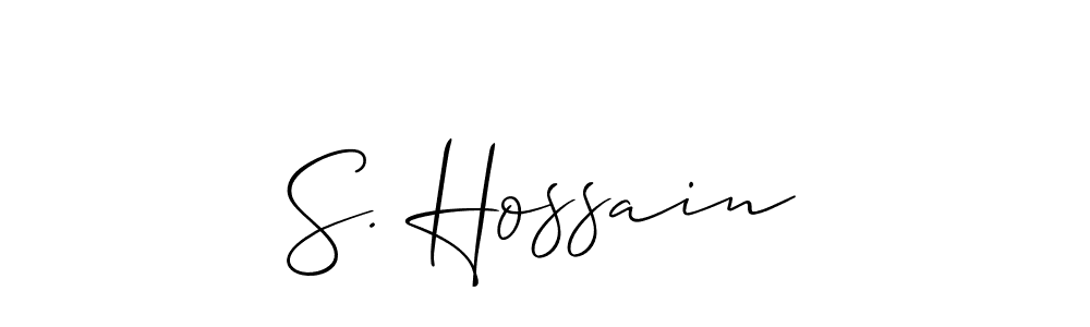 The best way (Allison_Script) to make a short signature is to pick only two or three words in your name. The name S. Hossain include a total of six letters. For converting this name. S. Hossain signature style 2 images and pictures png