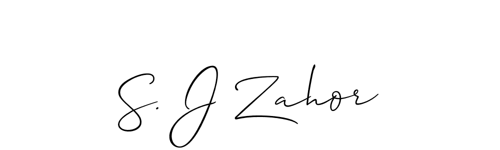 Also You can easily find your signature by using the search form. We will create S. J Zahor name handwritten signature images for you free of cost using Allison_Script sign style. S. J Zahor signature style 2 images and pictures png