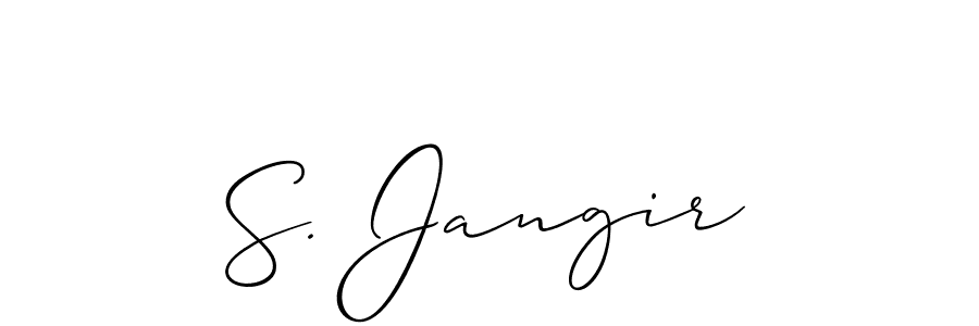 Also You can easily find your signature by using the search form. We will create S. Jangir name handwritten signature images for you free of cost using Allison_Script sign style. S. Jangir signature style 2 images and pictures png