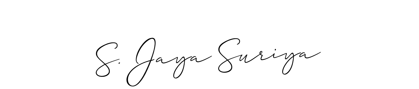 You should practise on your own different ways (Allison_Script) to write your name (S. Jaya Suriya) in signature. don't let someone else do it for you. S. Jaya Suriya signature style 2 images and pictures png