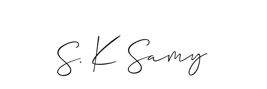 Also You can easily find your signature by using the search form. We will create S. K Samy name handwritten signature images for you free of cost using Allison_Script sign style. S. K Samy signature style 2 images and pictures png