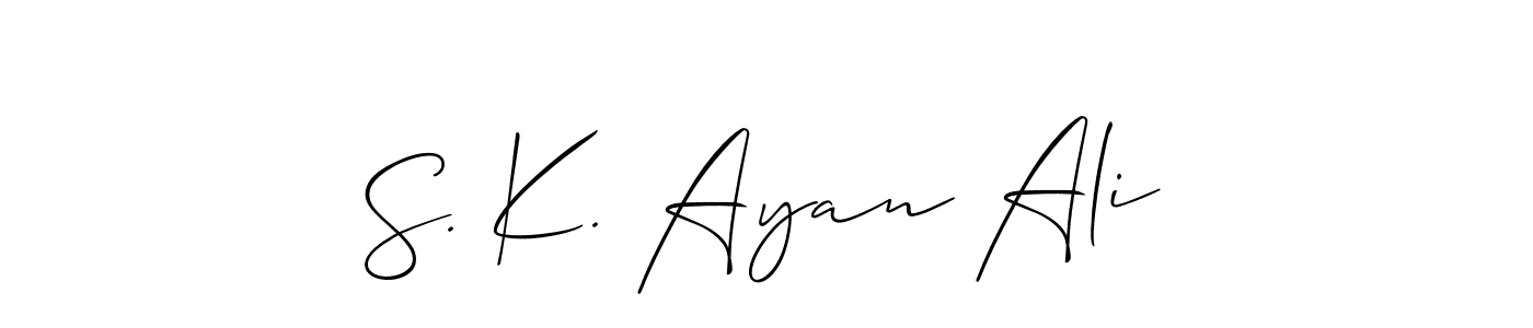 Allison_Script is a professional signature style that is perfect for those who want to add a touch of class to their signature. It is also a great choice for those who want to make their signature more unique. Get S. K. Ayan Ali name to fancy signature for free. S. K. Ayan Ali signature style 2 images and pictures png