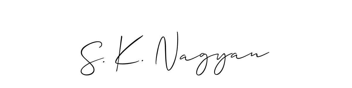 How to Draw S. K. Nagyan signature style? Allison_Script is a latest design signature styles for name S. K. Nagyan. S. K. Nagyan signature style 2 images and pictures png