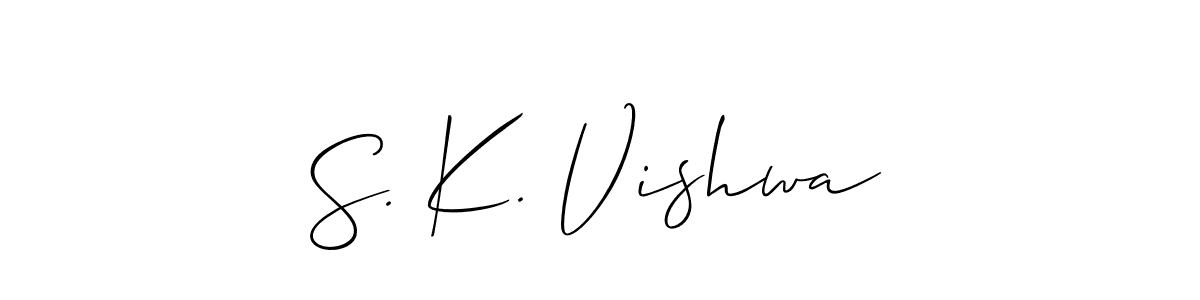 How to make S. K. Vishwa name signature. Use Allison_Script style for creating short signs online. This is the latest handwritten sign. S. K. Vishwa signature style 2 images and pictures png