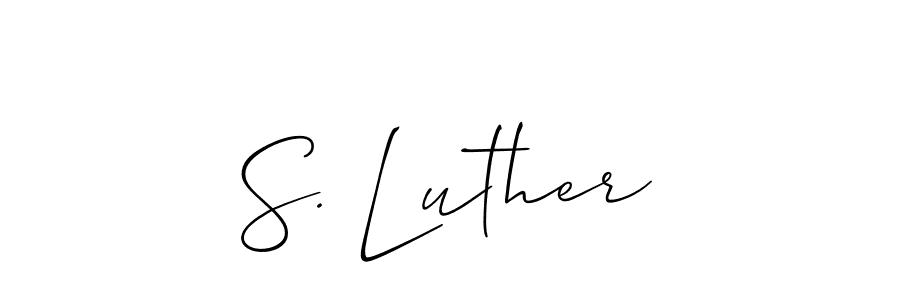 The best way (Allison_Script) to make a short signature is to pick only two or three words in your name. The name S. Luther include a total of six letters. For converting this name. S. Luther signature style 2 images and pictures png