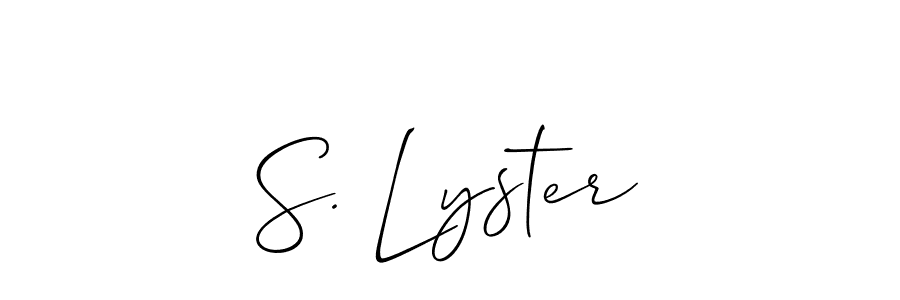 Make a short S. Lyster signature style. Manage your documents anywhere anytime using Allison_Script. Create and add eSignatures, submit forms, share and send files easily. S. Lyster signature style 2 images and pictures png