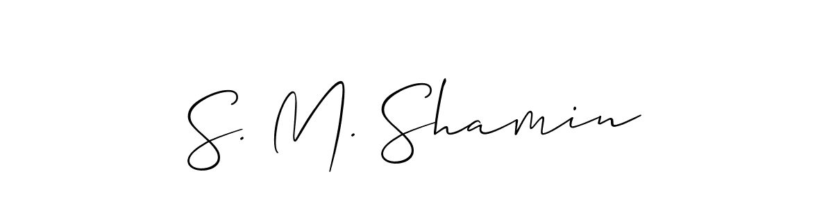 Allison_Script is a professional signature style that is perfect for those who want to add a touch of class to their signature. It is also a great choice for those who want to make their signature more unique. Get S. M. Shamin name to fancy signature for free. S. M. Shamin signature style 2 images and pictures png
