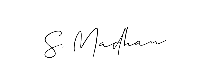 You should practise on your own different ways (Allison_Script) to write your name (S. Madhan) in signature. don't let someone else do it for you. S. Madhan signature style 2 images and pictures png