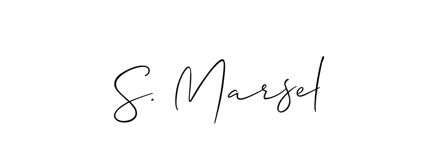 The best way (Allison_Script) to make a short signature is to pick only two or three words in your name. The name S. Marsel include a total of six letters. For converting this name. S. Marsel signature style 2 images and pictures png