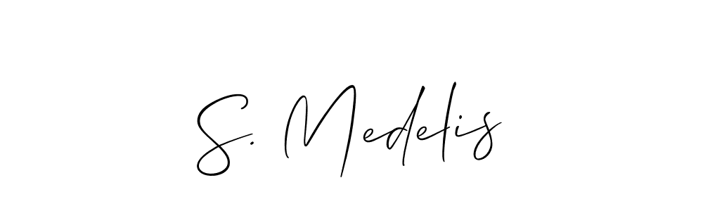 Similarly Allison_Script is the best handwritten signature design. Signature creator online .You can use it as an online autograph creator for name S. Medelis. S. Medelis signature style 2 images and pictures png