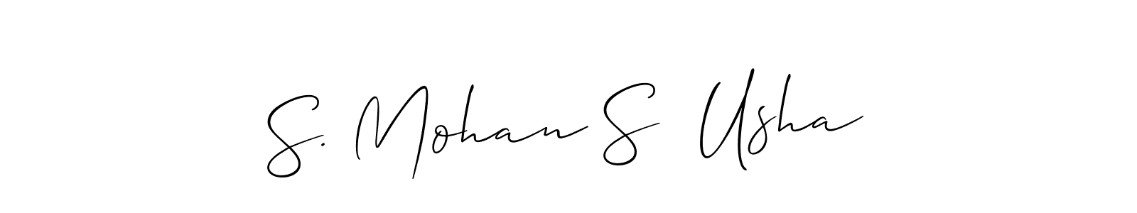 if you are searching for the best signature style for your name S. Mohan S  Usha. so please give up your signature search. here we have designed multiple signature styles  using Allison_Script. S. Mohan S  Usha signature style 2 images and pictures png