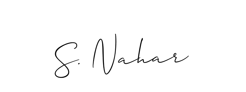 Also You can easily find your signature by using the search form. We will create S. Nahar name handwritten signature images for you free of cost using Allison_Script sign style. S. Nahar signature style 2 images and pictures png