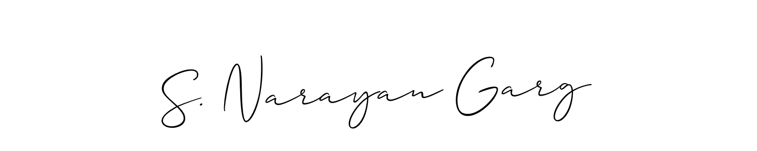Use a signature maker to create a handwritten signature online. With this signature software, you can design (Allison_Script) your own signature for name S. Narayan Garg. S. Narayan Garg signature style 2 images and pictures png