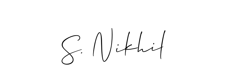 Similarly Allison_Script is the best handwritten signature design. Signature creator online .You can use it as an online autograph creator for name S. Nikhil. S. Nikhil signature style 2 images and pictures png