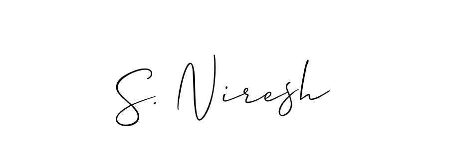 The best way (Allison_Script) to make a short signature is to pick only two or three words in your name. The name S. Niresh include a total of six letters. For converting this name. S. Niresh signature style 2 images and pictures png