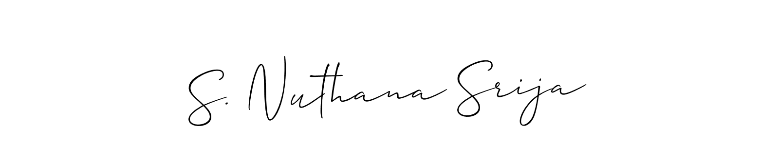 Allison_Script is a professional signature style that is perfect for those who want to add a touch of class to their signature. It is also a great choice for those who want to make their signature more unique. Get S. Nuthana Srija name to fancy signature for free. S. Nuthana Srija signature style 2 images and pictures png