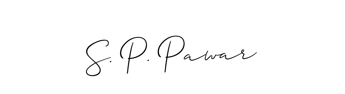 Make a beautiful signature design for name S. P. Pawar. With this signature (Allison_Script) style, you can create a handwritten signature for free. S. P. Pawar signature style 2 images and pictures png