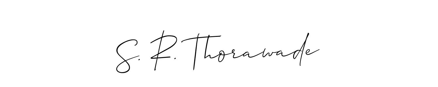 Allison_Script is a professional signature style that is perfect for those who want to add a touch of class to their signature. It is also a great choice for those who want to make their signature more unique. Get S. R. Thorawade name to fancy signature for free. S. R. Thorawade signature style 2 images and pictures png