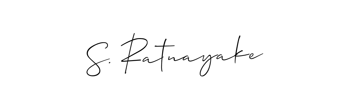 The best way (Allison_Script) to make a short signature is to pick only two or three words in your name. The name S. Ratnayake include a total of six letters. For converting this name. S. Ratnayake signature style 2 images and pictures png