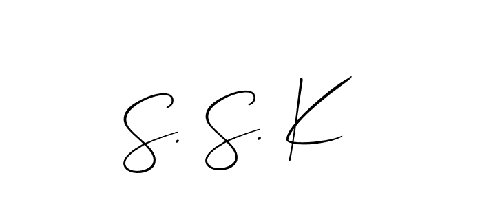 Also You can easily find your signature by using the search form. We will create S. S. K name handwritten signature images for you free of cost using Allison_Script sign style. S. S. K signature style 2 images and pictures png
