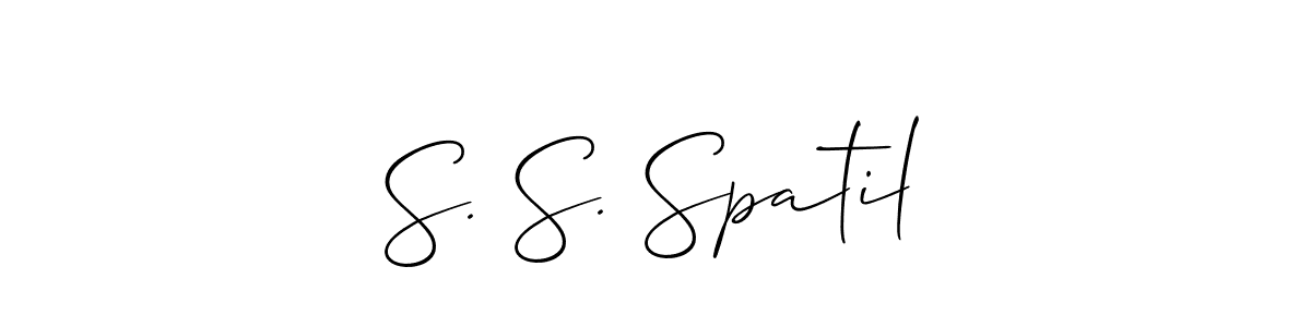 Also You can easily find your signature by using the search form. We will create S. S. Spatil name handwritten signature images for you free of cost using Allison_Script sign style. S. S. Spatil signature style 2 images and pictures png