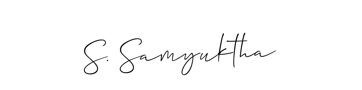 Similarly Allison_Script is the best handwritten signature design. Signature creator online .You can use it as an online autograph creator for name S. Samyuktha. S. Samyuktha signature style 2 images and pictures png