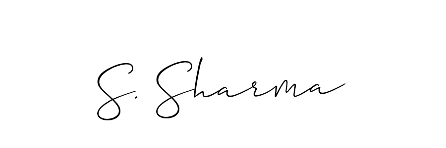 Make a short S. Sharma signature style. Manage your documents anywhere anytime using Allison_Script. Create and add eSignatures, submit forms, share and send files easily. S. Sharma signature style 2 images and pictures png