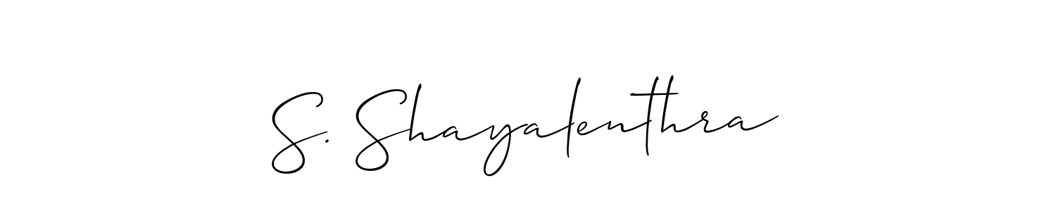 The best way (Allison_Script) to make a short signature is to pick only two or three words in your name. The name S. Shayalenthra include a total of six letters. For converting this name. S. Shayalenthra signature style 2 images and pictures png