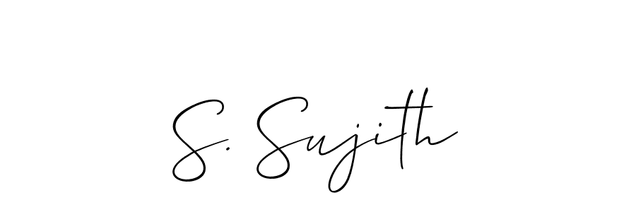 Also You can easily find your signature by using the search form. We will create S. Sujith name handwritten signature images for you free of cost using Allison_Script sign style. S. Sujith signature style 2 images and pictures png