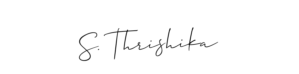 This is the best signature style for the S. Thrishika name. Also you like these signature font (Allison_Script). Mix name signature. S. Thrishika signature style 2 images and pictures png