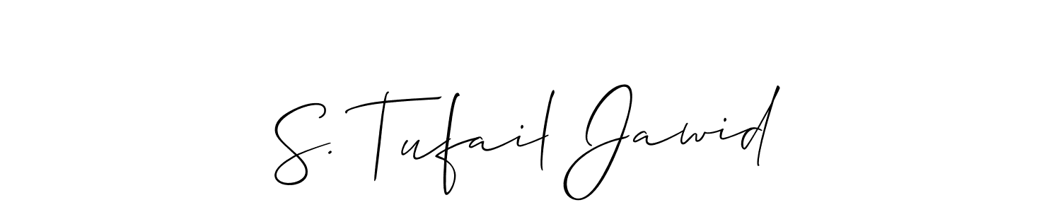 Allison_Script is a professional signature style that is perfect for those who want to add a touch of class to their signature. It is also a great choice for those who want to make their signature more unique. Get S. Tufail Jawid name to fancy signature for free. S. Tufail Jawid signature style 2 images and pictures png