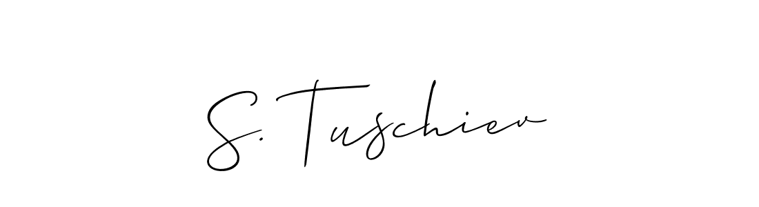 Similarly Allison_Script is the best handwritten signature design. Signature creator online .You can use it as an online autograph creator for name S. Tuschiev. S. Tuschiev signature style 2 images and pictures png