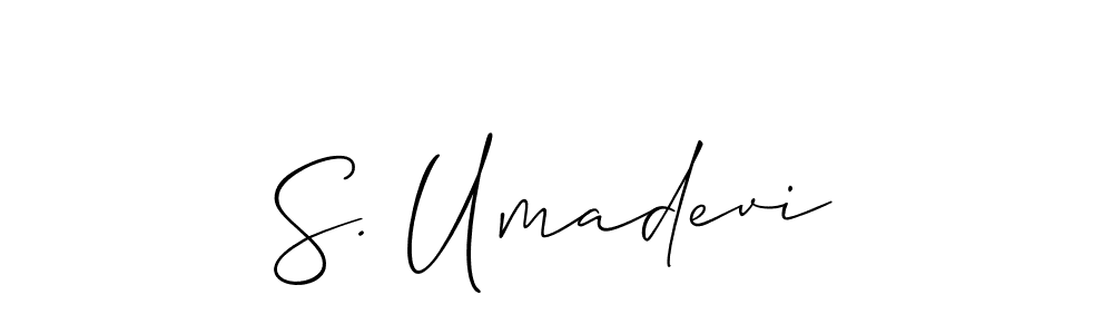 Allison_Script is a professional signature style that is perfect for those who want to add a touch of class to their signature. It is also a great choice for those who want to make their signature more unique. Get S. Umadevi name to fancy signature for free. S. Umadevi signature style 2 images and pictures png